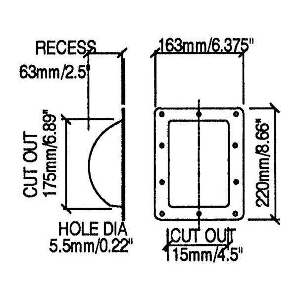 Tuff Cab 3402HB Medium Speaker Handle Back (NO BAR)